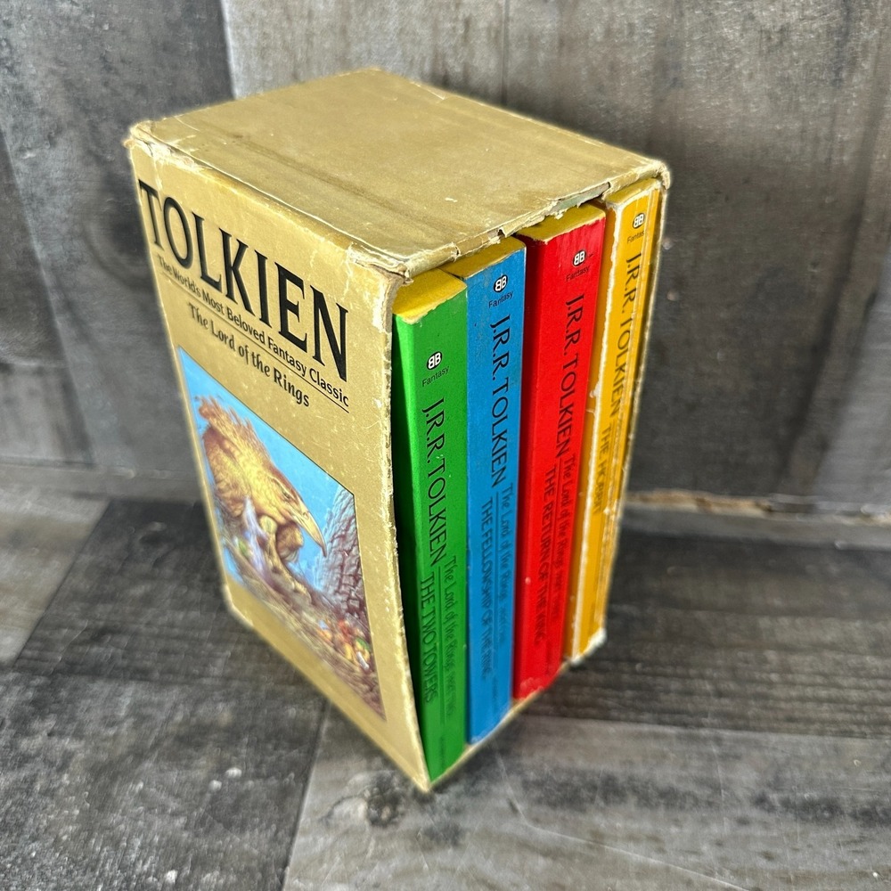 Vintage JRR Tolkien Box Set of 4 The Lord of the Rings Paperback Book Ballentine